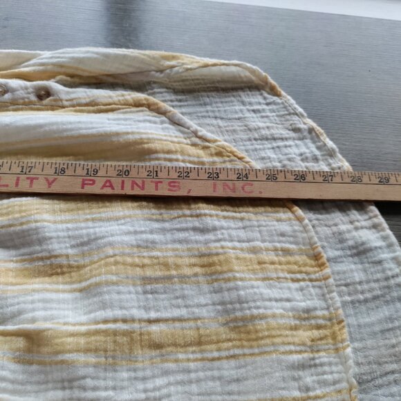 ANTHROPOLOGIE By Anthropologie Side-Button Yellow White Top Women Size L - Picture 9 of 10